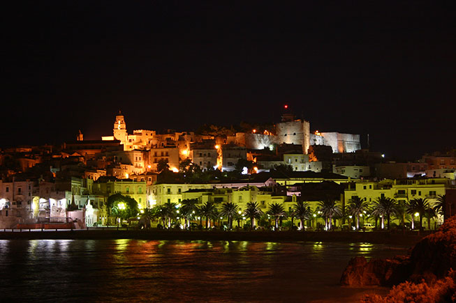 Panoramica notturna della città di vieste.